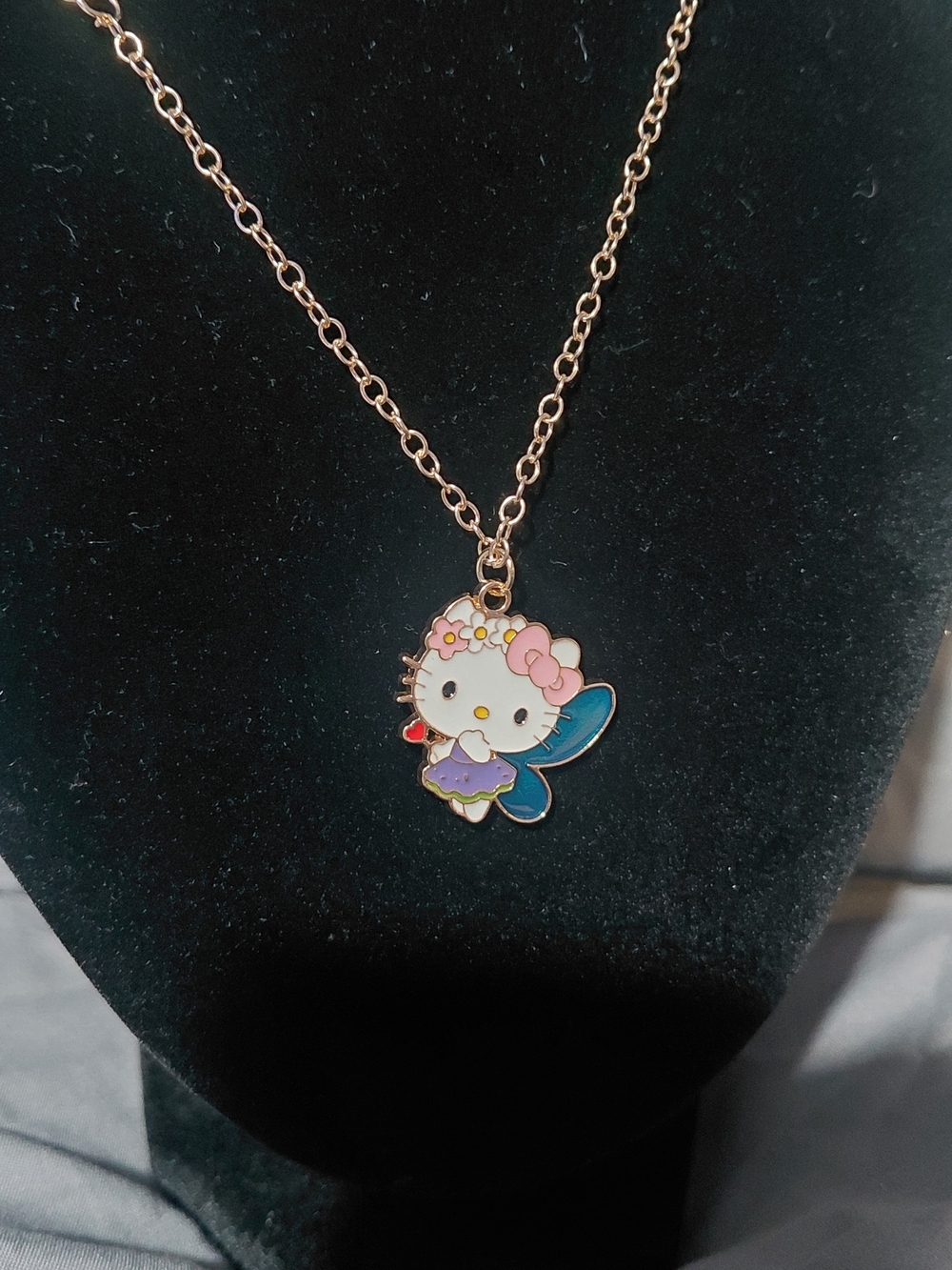 Sanrio Hello Kitty Enamel Fairy Necklace in Gold, White, Pink, Blue, Purple